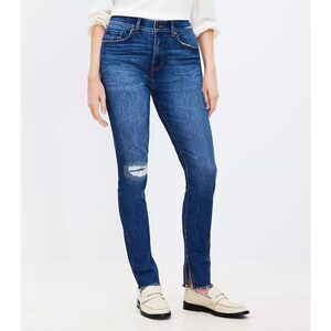 Loft Ankle Slit Fresh Cut High Rise Skinny Jeans Dark Vintage Wash Size 30 NWT